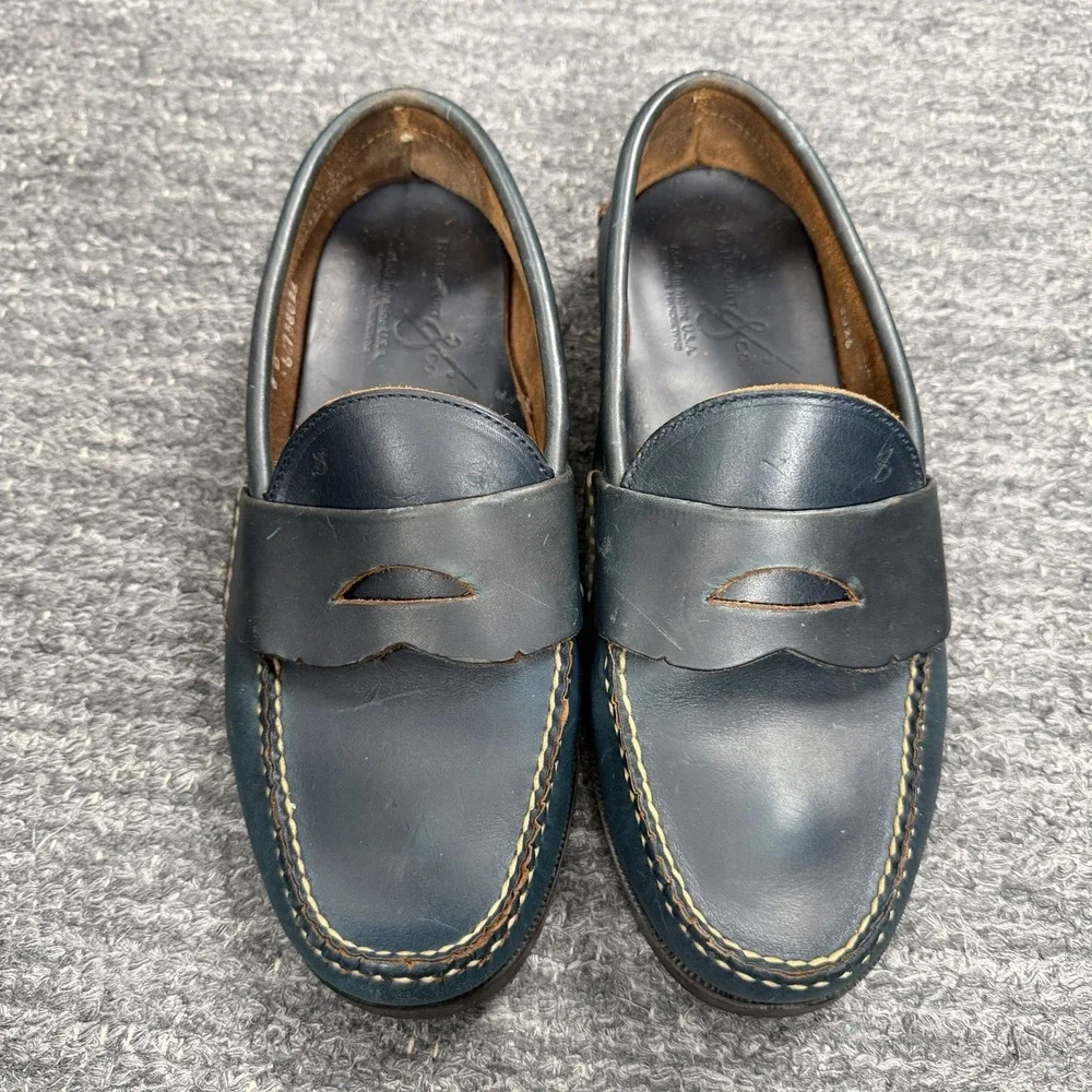 Rancourt & Co. Penny Loafer 8 D Blue Green Leather Preppy Made in Maine USA